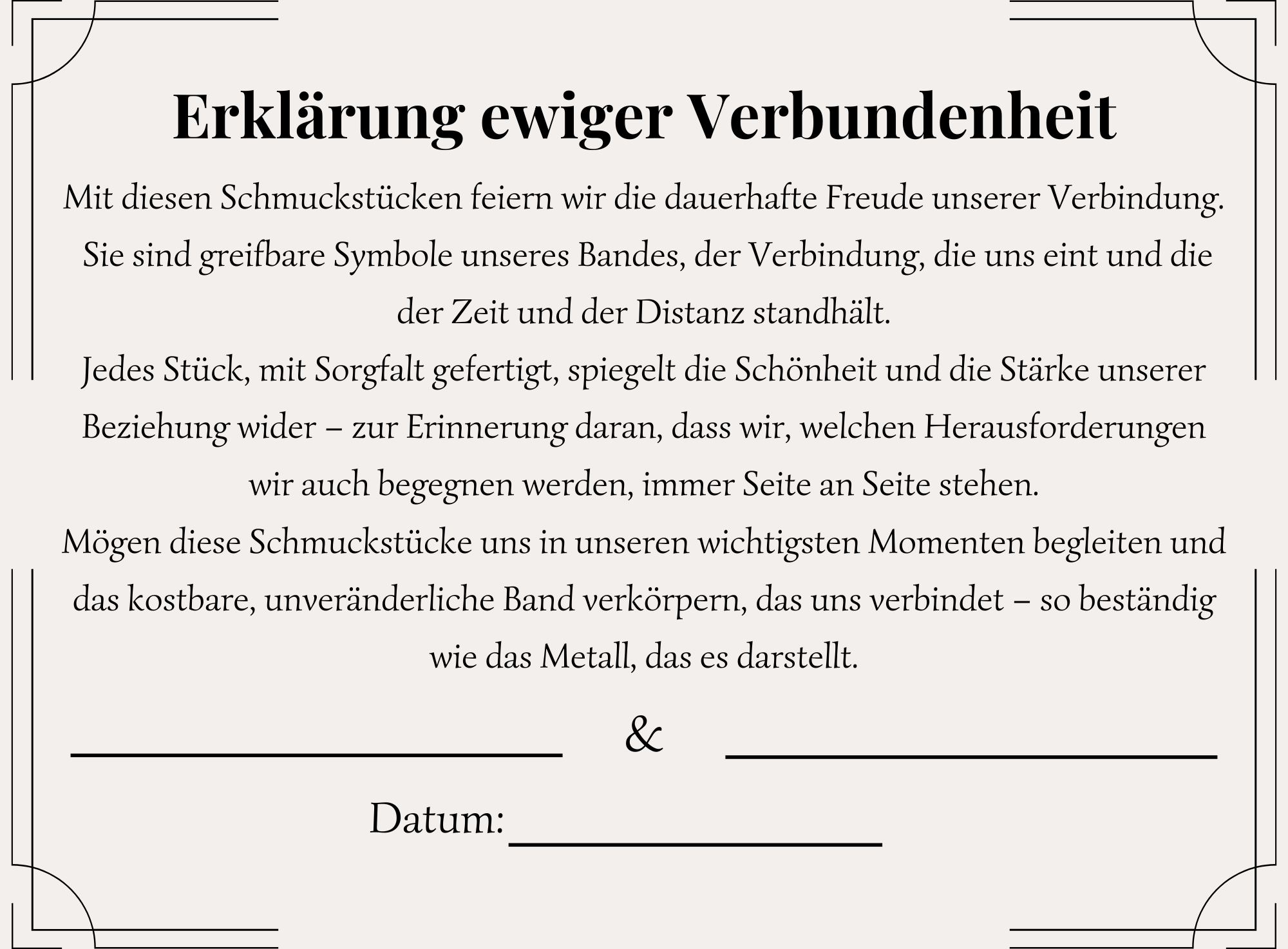 ERKLÄRUNG EWIGER VERBUNDENHEIT